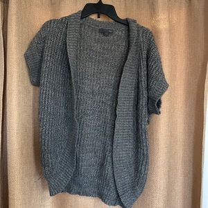 Gray Knit Short Sleeve Cardigan